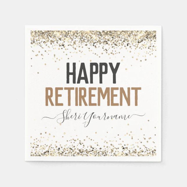 Guardanapo De Papel Girly Glitter Retirement Party Napkins (Frente)