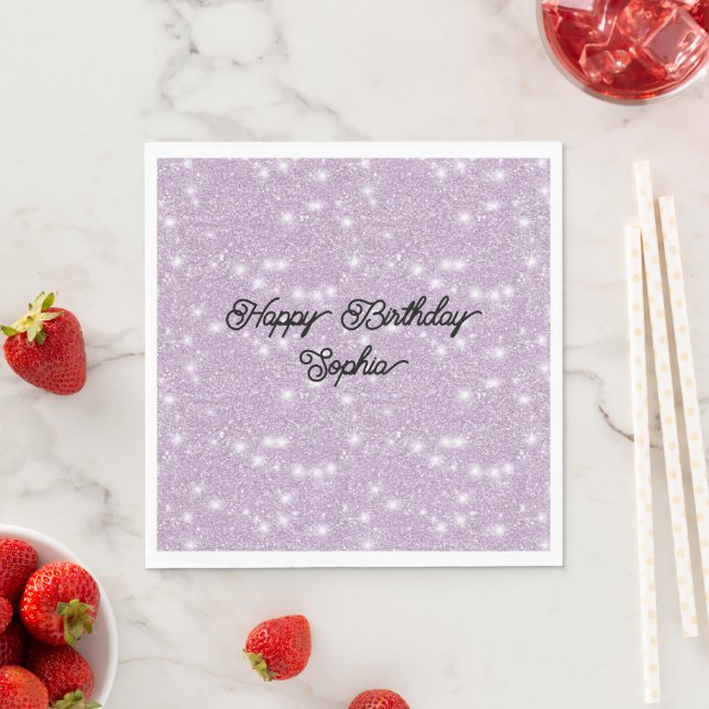 Guardanapo De Papel Girly Lavender Glitter Sparkle Birthday (Insitu)