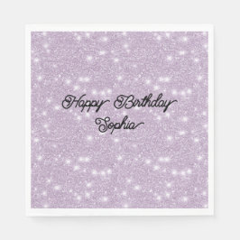 Guardanapo De Papel Girly Lavender Glitter Sparkle Birthday