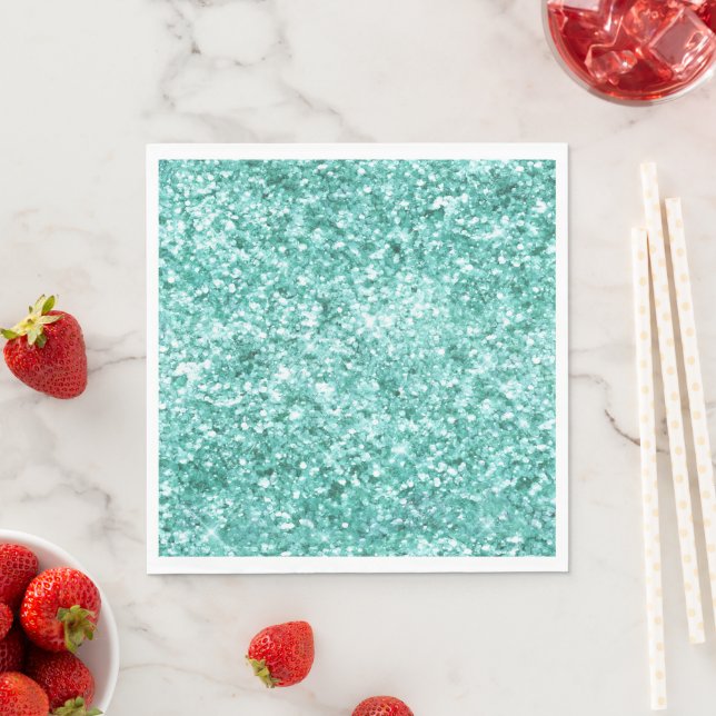 Guardanapo De Papel Girly Mint Glitter Confetti (Insitu)