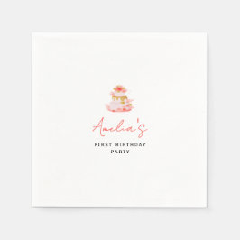 Guardanapo De Papel Girly Pink Floral Cake Birthday Party