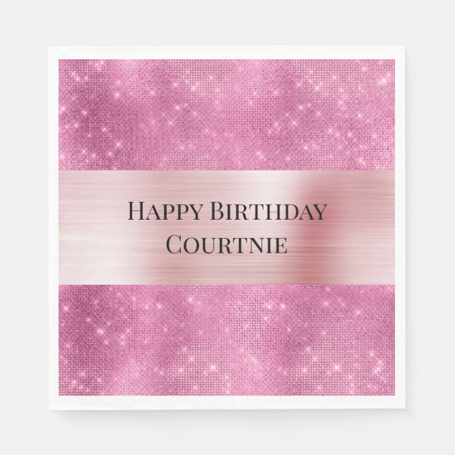 Guardanapo De Papel Girly Pink Glitzy Sparkle (Frente)