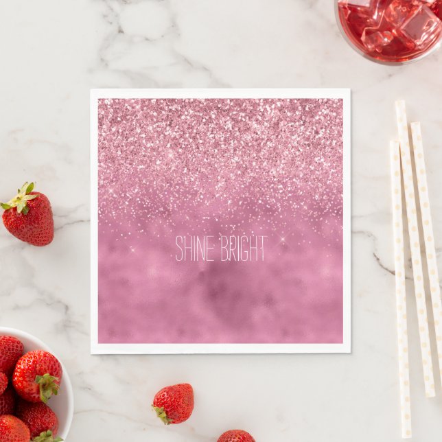 Guardanapo De Papel Girly Pink Glitzy Sparkle Glitter personalizado (Insitu)