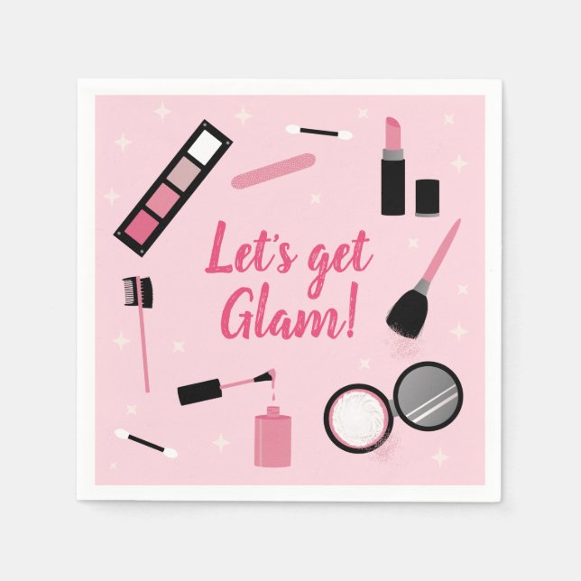 Guardanapo De Papel Girly Pink Makeup Glamor Birthday (Frente)