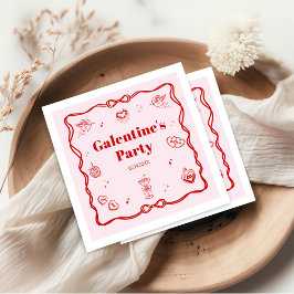 Guardanapo De Papel Girly Red Coquette Galentine's Party