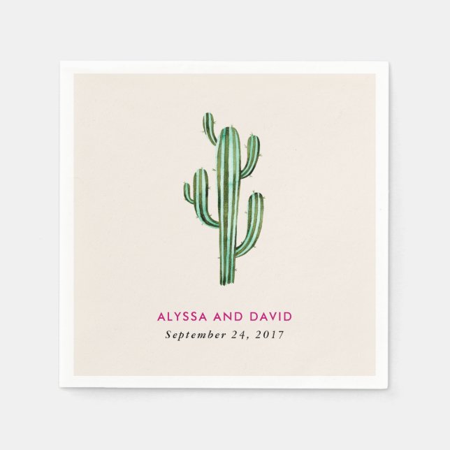 Guardanapo De Papel Glam Cactus Wedding (Frente)