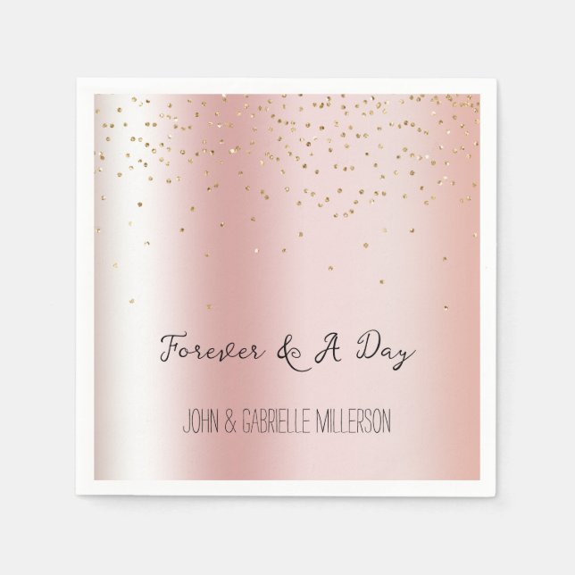 Guardanapo De Papel Glam Confetti Dourado de Mânre Rosa Esbranquiçado (Frente)