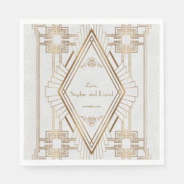 Guardanapo De Papel Glam Dourado e Excelente Branco Casamento Gatsby