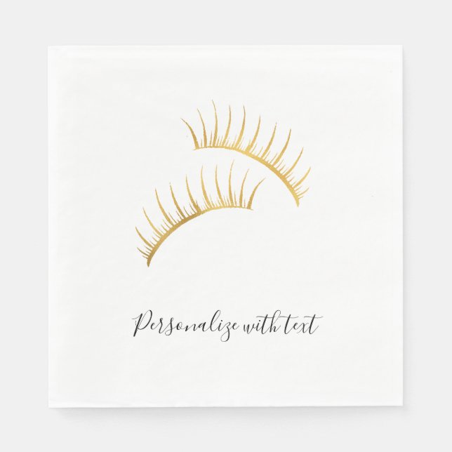 Guardanapo De Papel Glam Eyelashes Dourados (Frente)