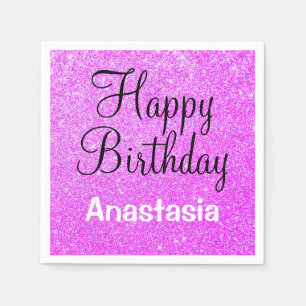 Guardanapo De Papel Glam Happy Birthday Rrople Glitter Sparkle Name
