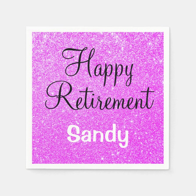 Guardanapo De Papel Glam Happy Retirement Purple Glitkle Sparkle (Frente)