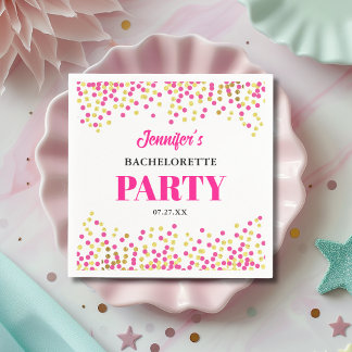 Guardanapo De Papel Glam Pink Gold Dots Bachelorette Party Paper