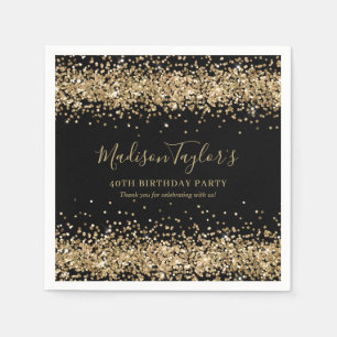 Guardanapo De Papel Glam Preto Dourado Brilho Confete Aniversário