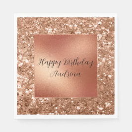 Guardanapo De Papel Glam Rosa Dourado Chunky Glitter