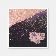 Glam Rose Blush Glitter Rosas Pretas