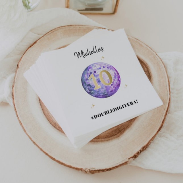 Guardanapo De Papel Glam Roxo no 10º Aniversário do Duplo Dígito Era (Criador carregado)