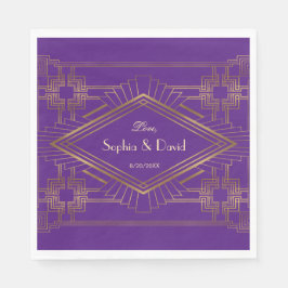 Guardanapo De Papel Glam Royal Purple Dourado Excelente Gatsby Wedding