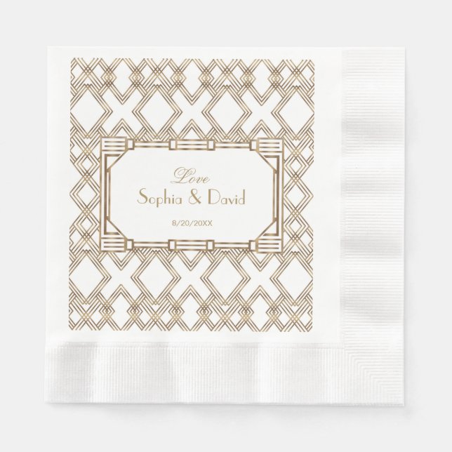 Guardanapo De Papel Glam White Dourado Excelente Gatsby Wedding (Frente)