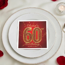 Guardanapo De Papel Glamorous Ruby Red Gold Jewel 60th Birthday
