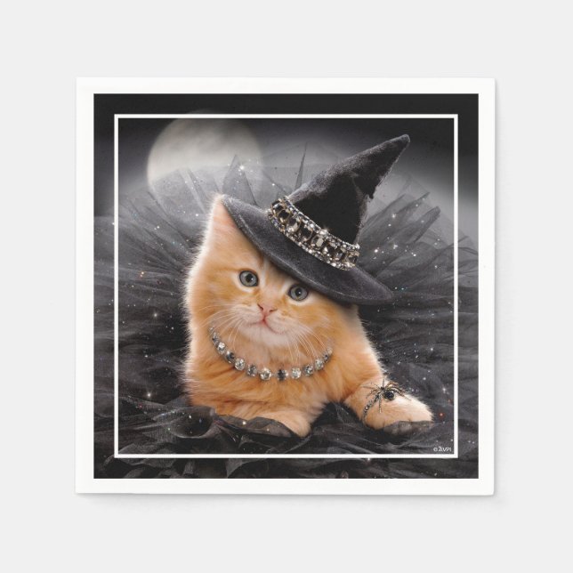 Guardanapo De Papel Glamorous Witch Kitten (Frente)