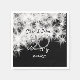 Guardanapo De Papel Glitor de aniversário de casamento da 30 cinza de