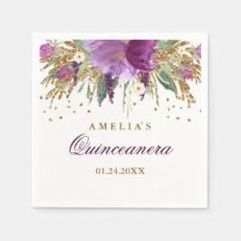 Guardanapo De Papel Glitter Ametist Quinceanera Napkin