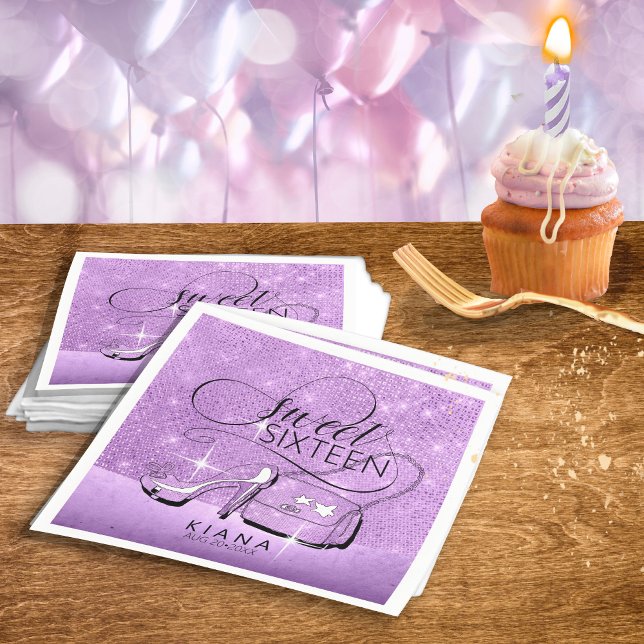 Guardanapo De Papel Glitter and Shine Sweet 16 V2 Violet ID675 (Criador carregado)