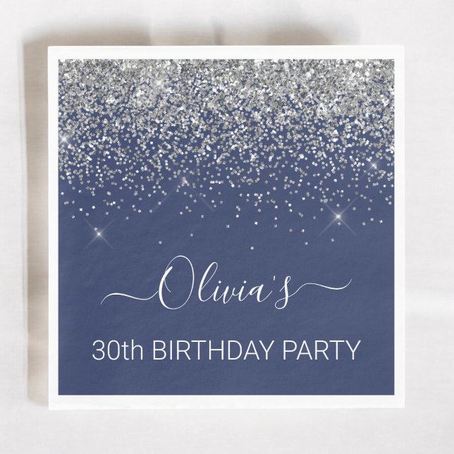 Guardanapo De Papel Glitter aniversário de 30 anos Marinho Azul De Pra (Criador carregado)