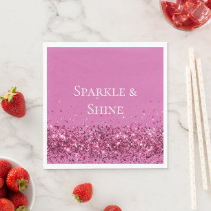 Guardanapo De Papel Glitter Cintilante Rosa