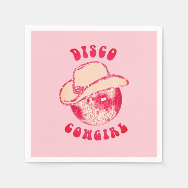Guardanapo De Papel Glitter de CowGirl Disco Rosa Bonita (Frente)
