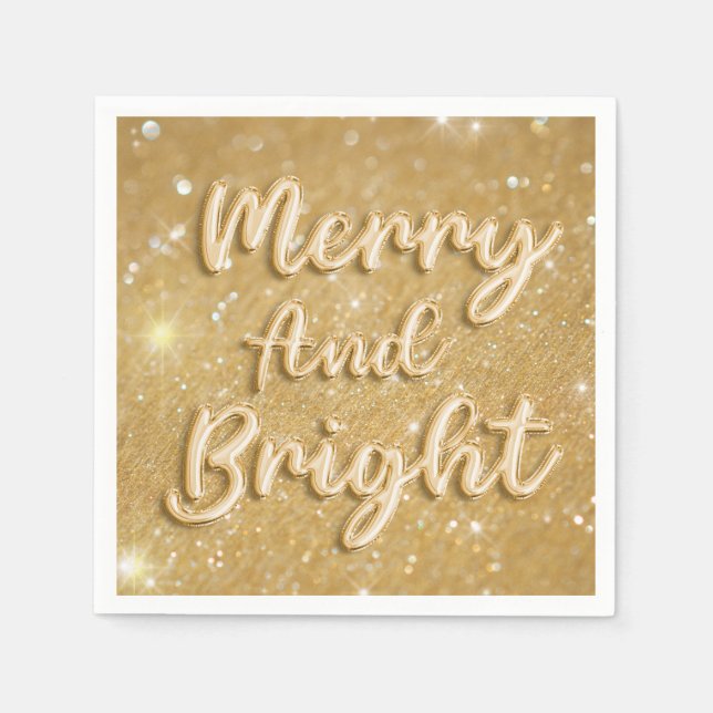 Guardanapo De Papel Glitter de ouro de Natal elegante (Frente)