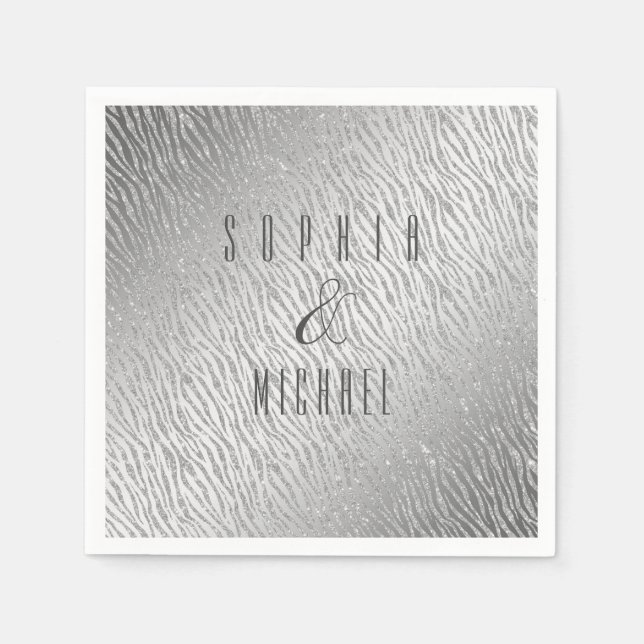 Guardanapo De Papel Glitter de Prata para Impressão de Animais Persona (Frente)