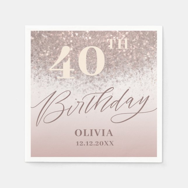Guardanapo De Papel Glitter Dourado do Rosa do Partido Elegante aniver (Frente)