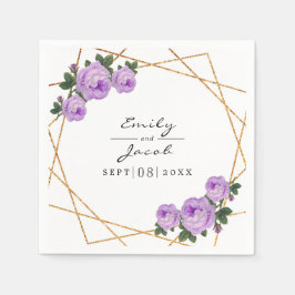 Guardanapo De Papel Glitter Dourado Elegante, Glitter Geométrico Púrpu