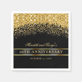 Guardanapo De Papel Glitter Dourado preto 50 anos