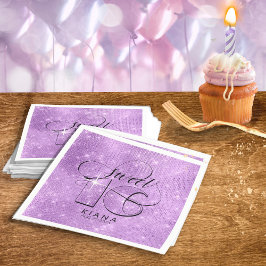Guardanapo De Papel Glitter e Shine Sweet 16 Violet ID675