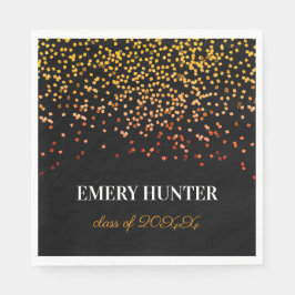 Guardanapo De Papel Glitter espalhado Dourado e laranja