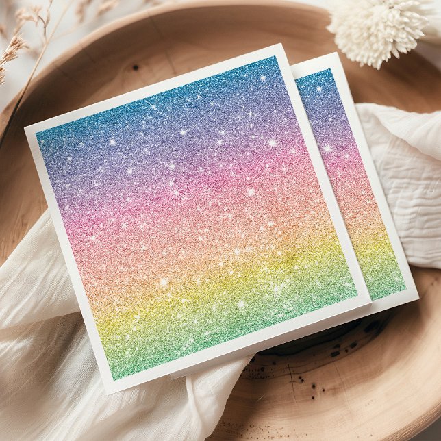 Guardanapo De Papel Glitter Ombré Arco-íris (Criador carregado)