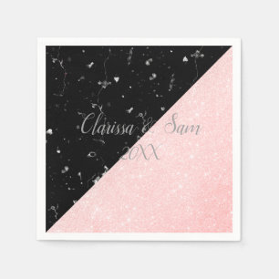 Guardanapo De Papel Glitter rosa de ouro feminino elegante e mármore