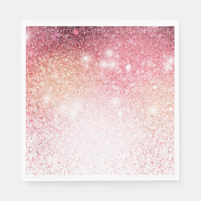 Guardanapo De Papel Glitter Rosa Elegante Real (Frente)