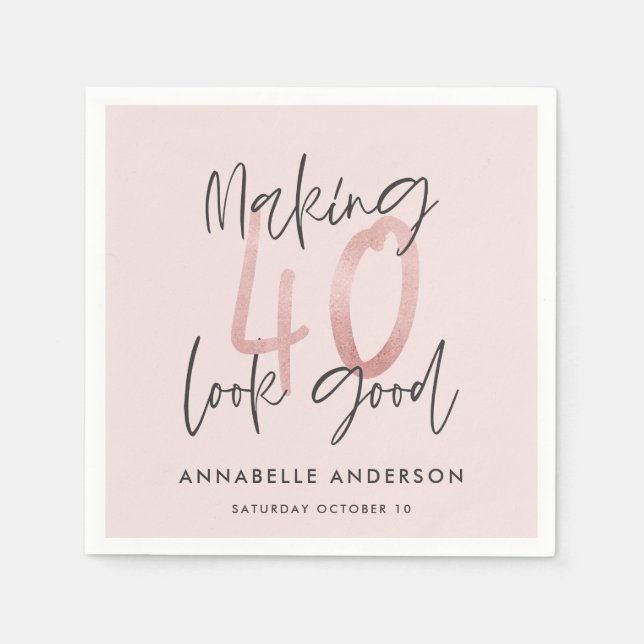 Guardanapo De Papel Glitter rosa feminino moderno e elegante aniversár (Frente)