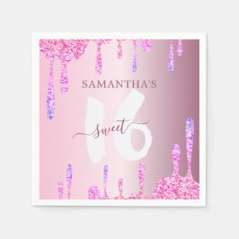 Guardanapo De Papel Glitter Rosa Girly Dica Doce 16