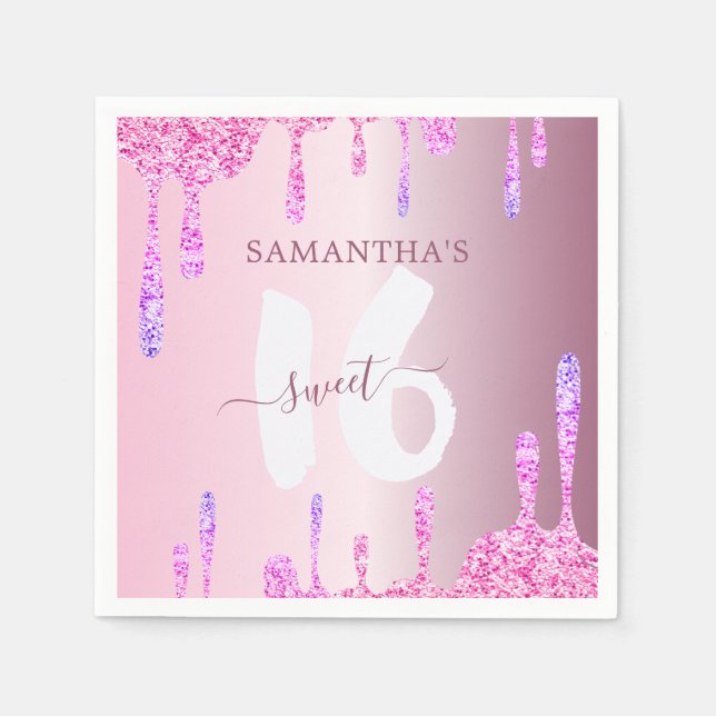 Guardanapo De Papel Glitter Rosa Girly Dica Doce 16 (Frente)