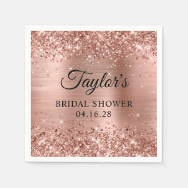 Guardanapo De Papel Glitter Rose Gold Foil Personalizado Chuveiro de N