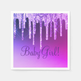 Guardanapo De Papel Glitter Roxo Nome da Garota Grelha Grelha Grelha