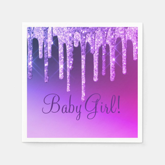 Guardanapo De Papel Glitter Roxo Nome da Garota Grelha Grelha Grelha (Frente)