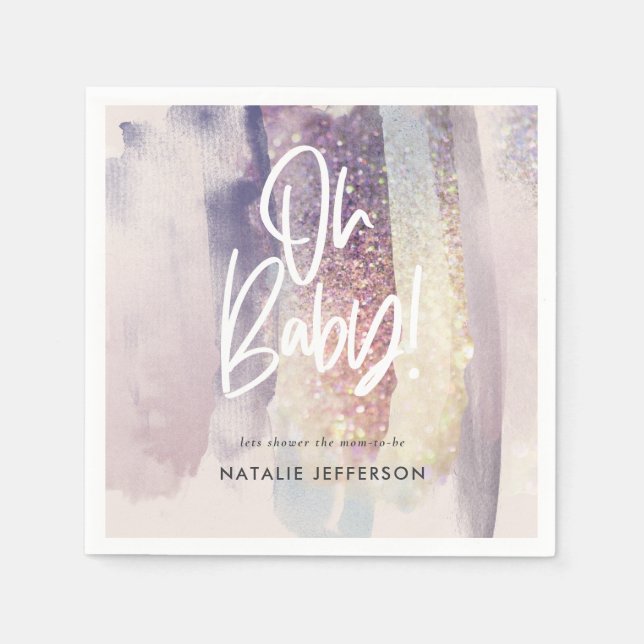 Guardanapo De Papel Glitter sparkle no chá de fraldas (Frente)