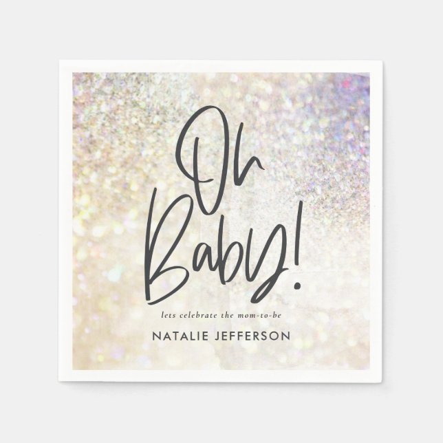 Guardanapo De Papel Glitter sparkle no chá de fraldas (Frente)