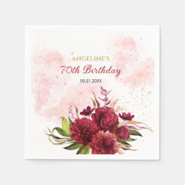 Guardanapo De Papel Glitter Splash Burgundy Dahlia Rosa Birthday