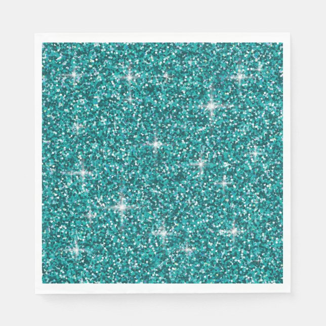 Guardanapo De Papel Glitter teal iridescente (Frente)